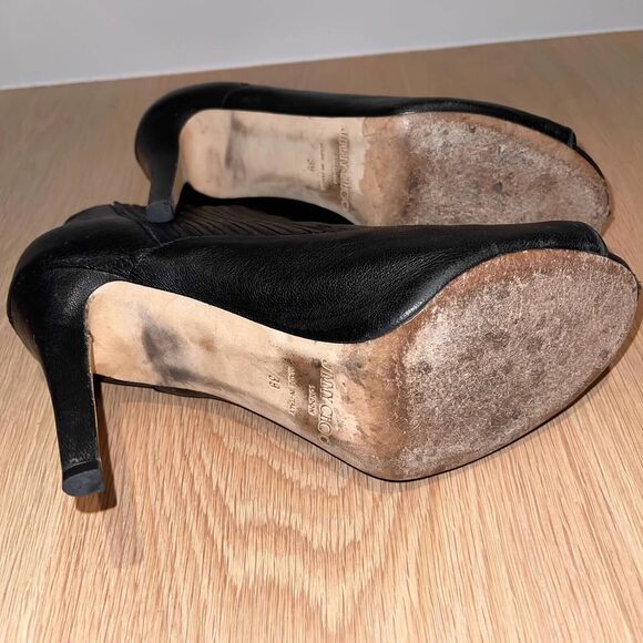 Jimmy Choo London Brenna Black Peep-Toe Bootie 39 - Picture 10 of 10